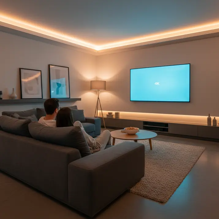 Home cinema scene for UK IPTV VOD streaming library