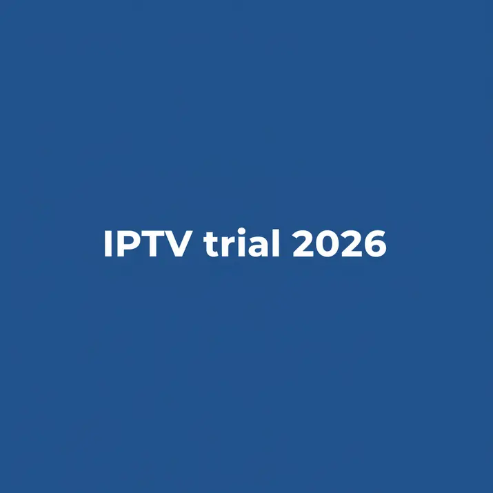 Streaming app screen showing IPTV trial 2026 activation and channel guide preview