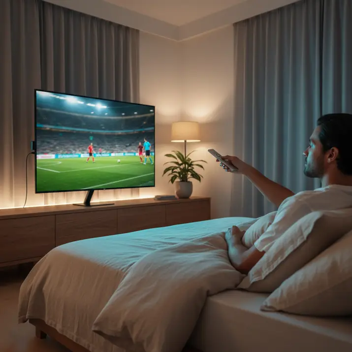 Reliable night streaming setup showing IPTV pricing and value on smart TV and streaming stick