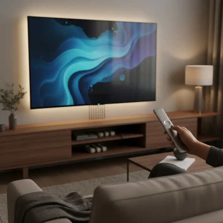 Streaming stick connected to a Smart TV for IPTV viewing