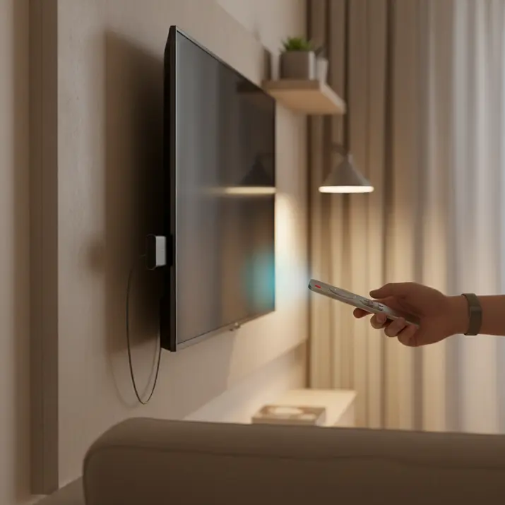 Device compatible IPTV setup with streaming stick and 4K TV