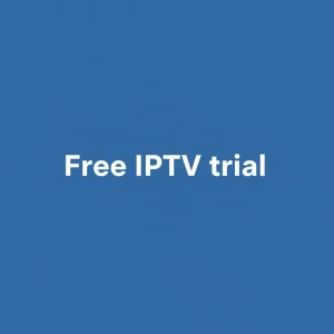 Streaming device screen showing Free IPTV trial activation and channel preview list