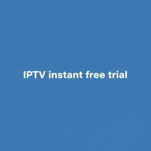 IPTV instant free trial banner on streaming device with channel grid