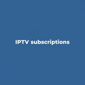 Streaming device showing IPTV subscriptions options and channel list on TV screen