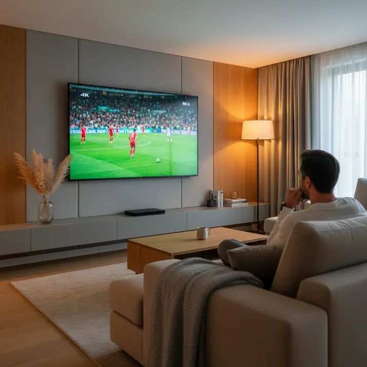 Premium 4K IPTV streaming in a modern UK living room
