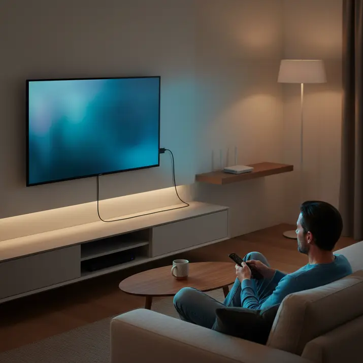 Firestick IPTV setup in a modern living room