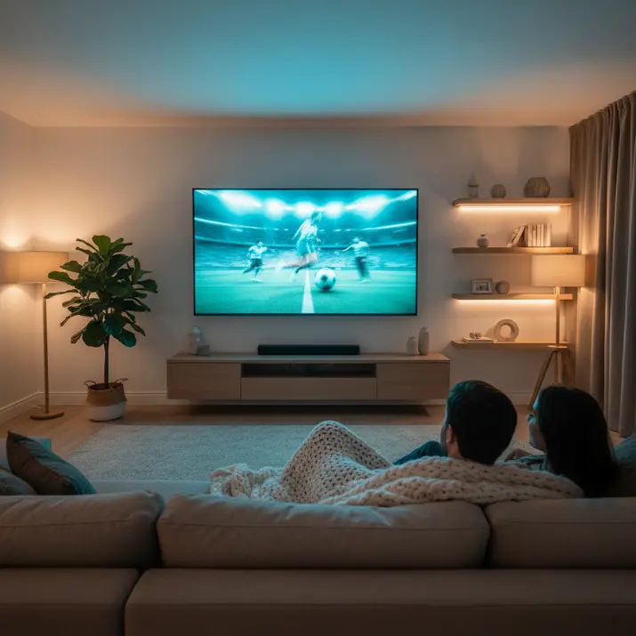 Premium IPTV UK streaming setup in a living room