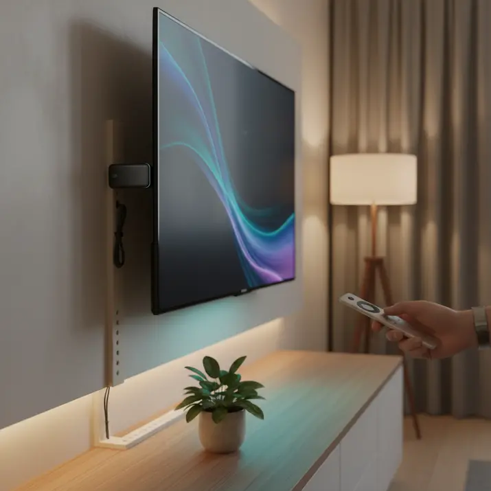 Streaming stick connected to a Smart TV for IPTV setup